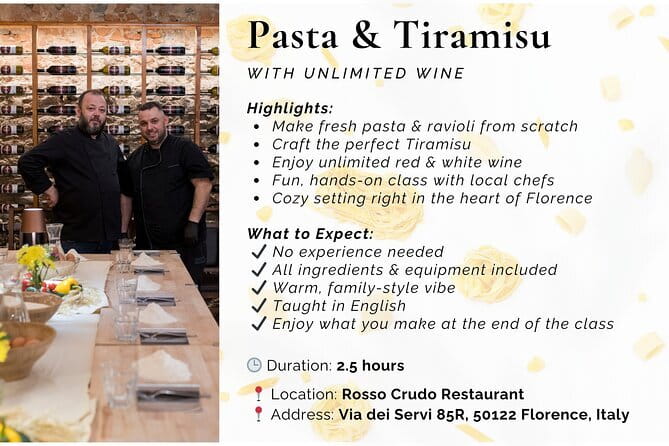 Florence: Pasta & Tiramisu Cooking Class with Unlimited Wine - Meeting your guide and getting oriented fast