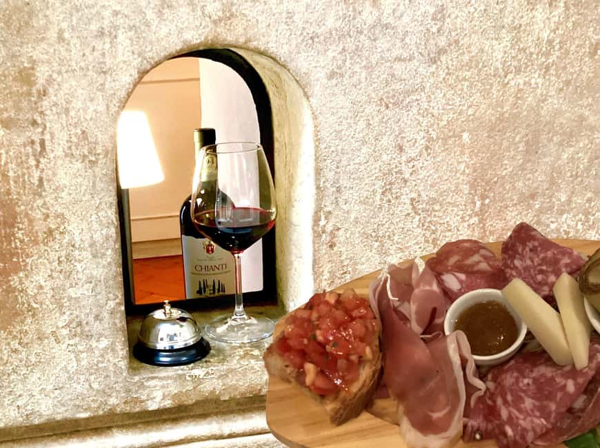Florence: Wine Windows Walk with Wine Tasting and Appetizers - Food that actually works with the wines: bruschetta, cured meats, and options